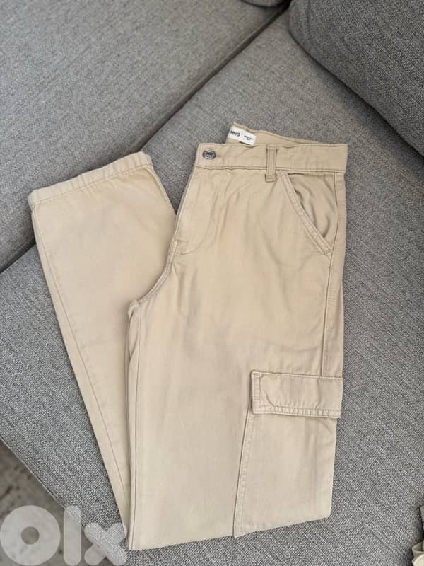 mango cargo pant beige color new size s 0