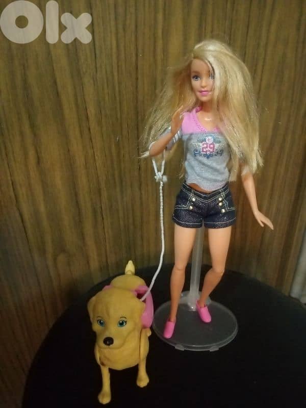 Barbie SPLISH PUP Great doll Mattel2017 flex legs+Walking Dog, both=33 0