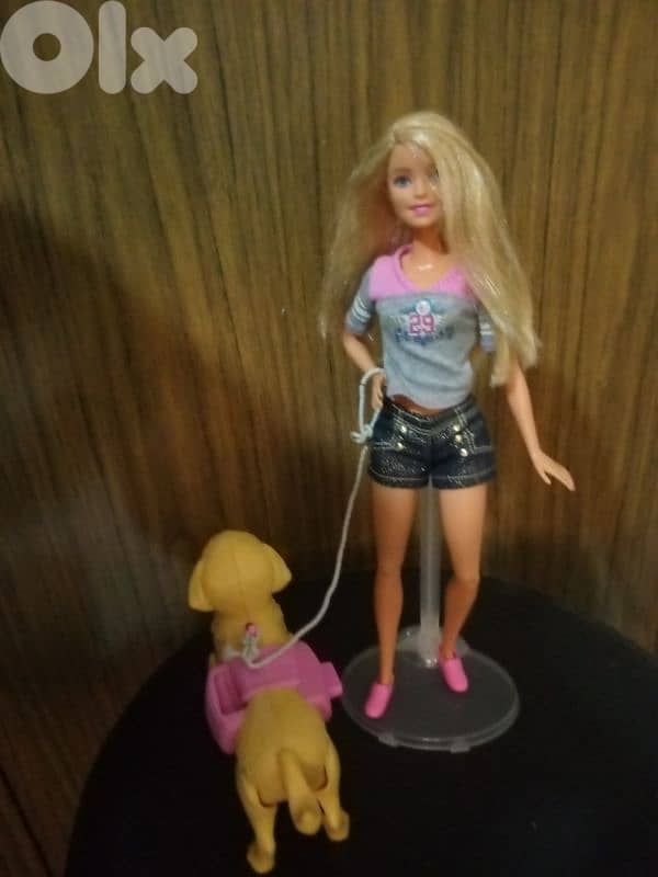 Barbie SPLISH PUP Great doll Mattel2017 flex legs+Walking Dog, both=33 5