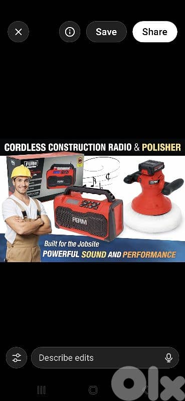 FERM Bluetooth radio_ 20-volt battery. + cordless polisher/4$ delivery 0