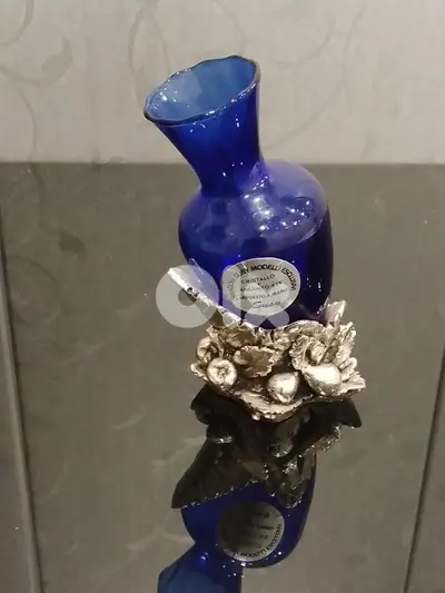 Antique Vase Crystal with attached 925 Silver Base‎ Created by Susy.