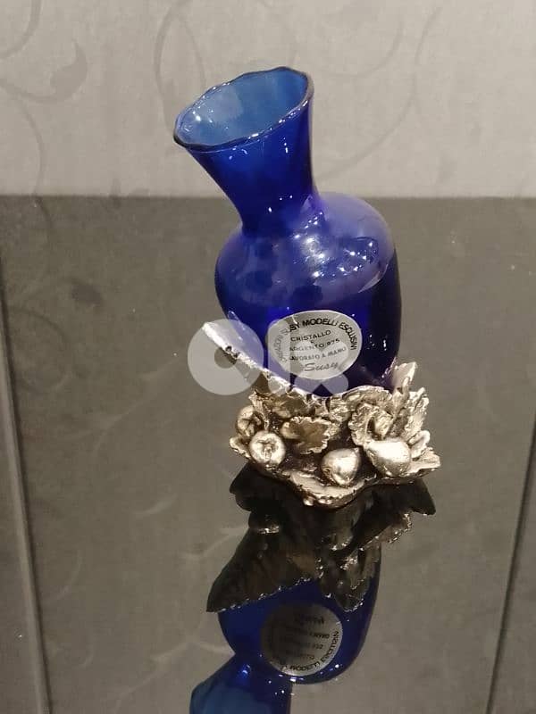 Antique Vase Crystal with attached 925 Silver Base‎ Created by Susy. 0