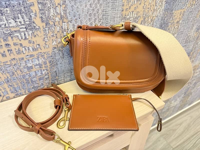new zara viral brown bag dual strap crossbody with wallet 0