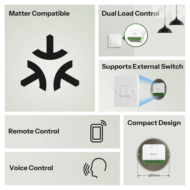 Sonoff MINI DUO 2-Gang WiFi Smart Switch MINI-2GS 3
