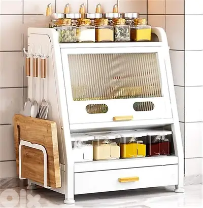 Magnetic Spice Rack Cabinet – Carbon Steel Organizer with Drawers Magnetic Spice Rack Cabinet – Carbon Steel Organizer with Drawers