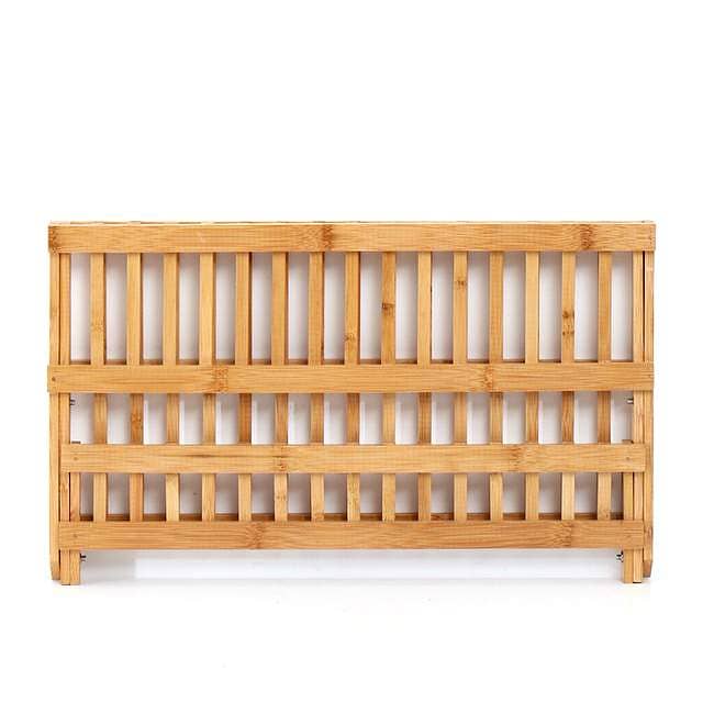 Bamboo Dish Drying Rack – Folding 2-Tier Wood Dish Drainer for Kitchen 10