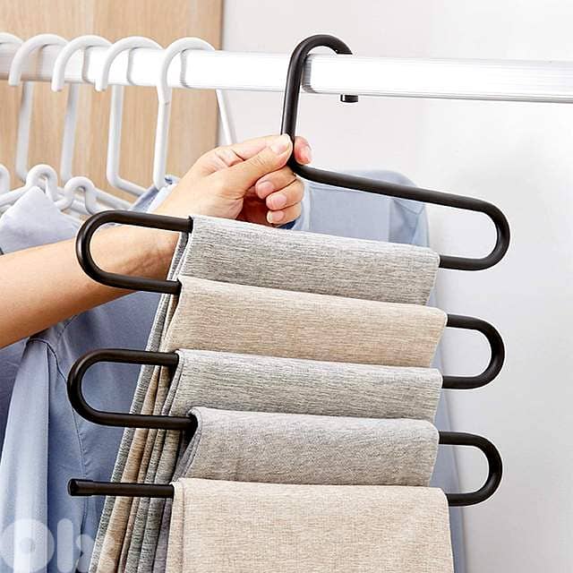 S-Shaped Stainless Steel Hanger: Multi-layer Vertical Closet Organizer 0