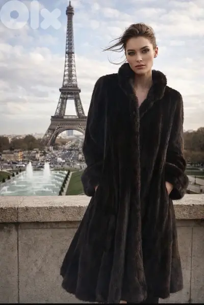vison femelles manteau longue noir Roger roche .