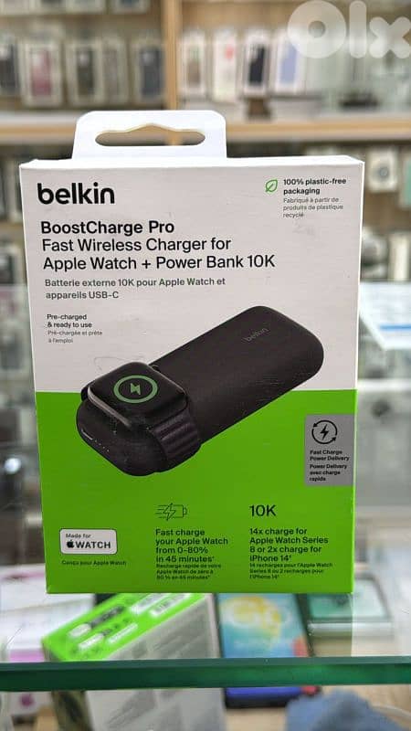 Belkin boostcharge pro power bank for apple watch 10k usb-c black 0