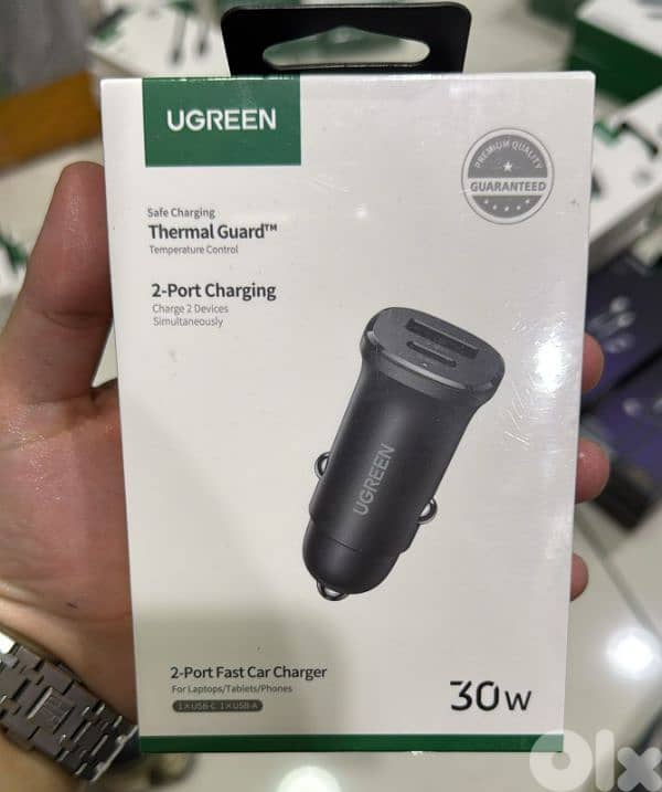 Ugreen 30w 2-port fast car charger (1xusb-c,1xusb-a) Ec305 0