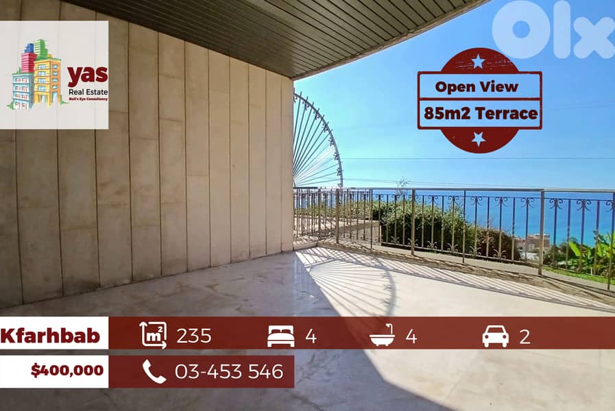 Kfarhbab 235m2 + 85m2 Terrace / Garden | Prime Location | New | View | 0