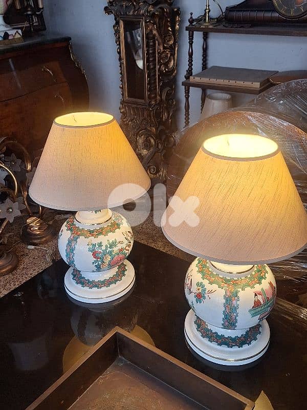 pair of antique Japanese large porcelain signed lamps 4