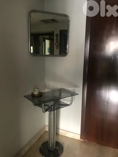 console with mirror