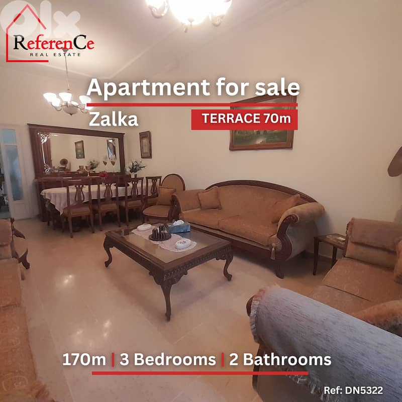 Apartment with terrace in Zalka for sale شقة مع تراس في الزلقا للبيع 0