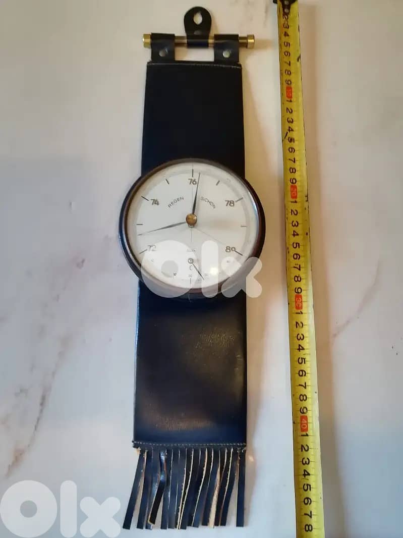 barometer + thermometer hand watch shape german leather wall mountable 0