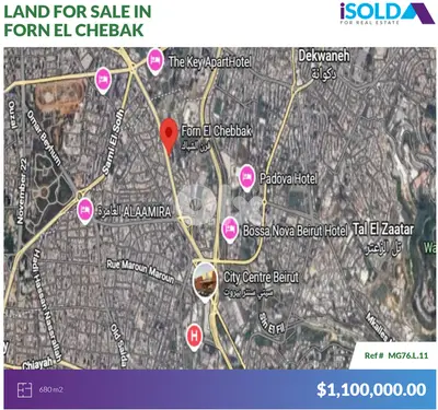 680m2 prime land 4sale in Forn el chebak - أرض للبيع في فرن الشباك
