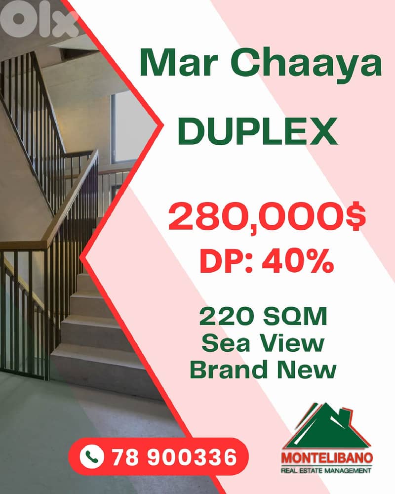 Brand New 220 sqm Duplex For Sale in Mar Chaaya + Installment Plan 0