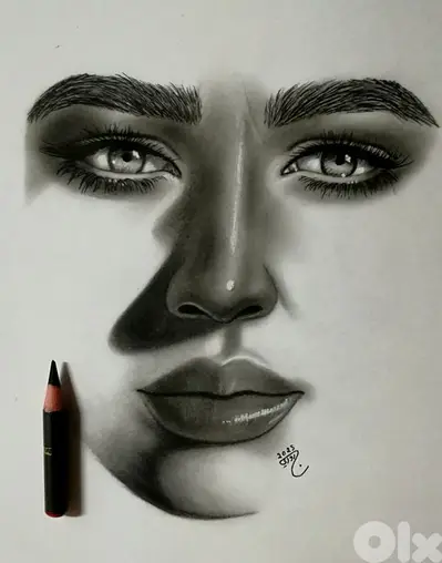 charcoal drawing لوحة رسمة فحم