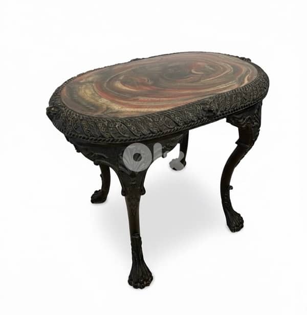 Antique Style Round Side Table – Classic Carved Design 0