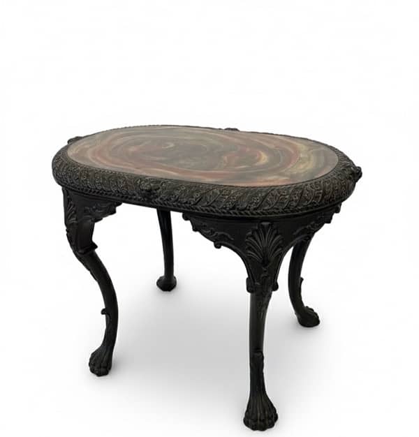 Antique Style Round Side Table – Classic Carved Design 1