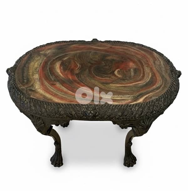 Antique Style Round Side Table – Classic Carved Design 2