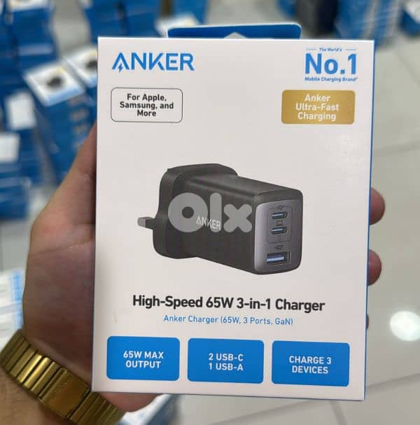 Anker Powerport III 65w 3 in 1  charger 3pin 0