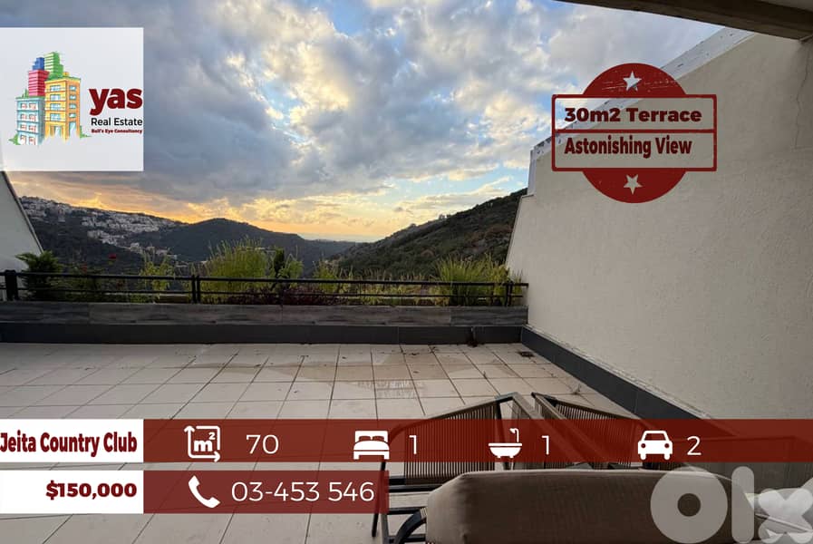 Jeita Country Club 70m2 | 30m2 Terrace | Excellent Condition | Luxury 0
