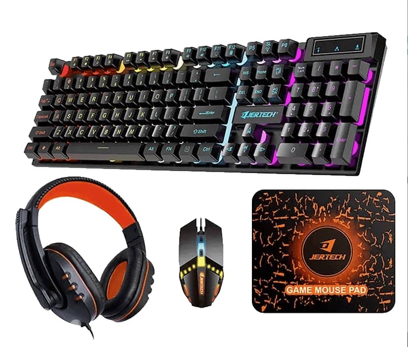 Jertech Set 4 In 1 Keyboard Mouse Headset Mousepad CT4-01 EN Wired Gam 0