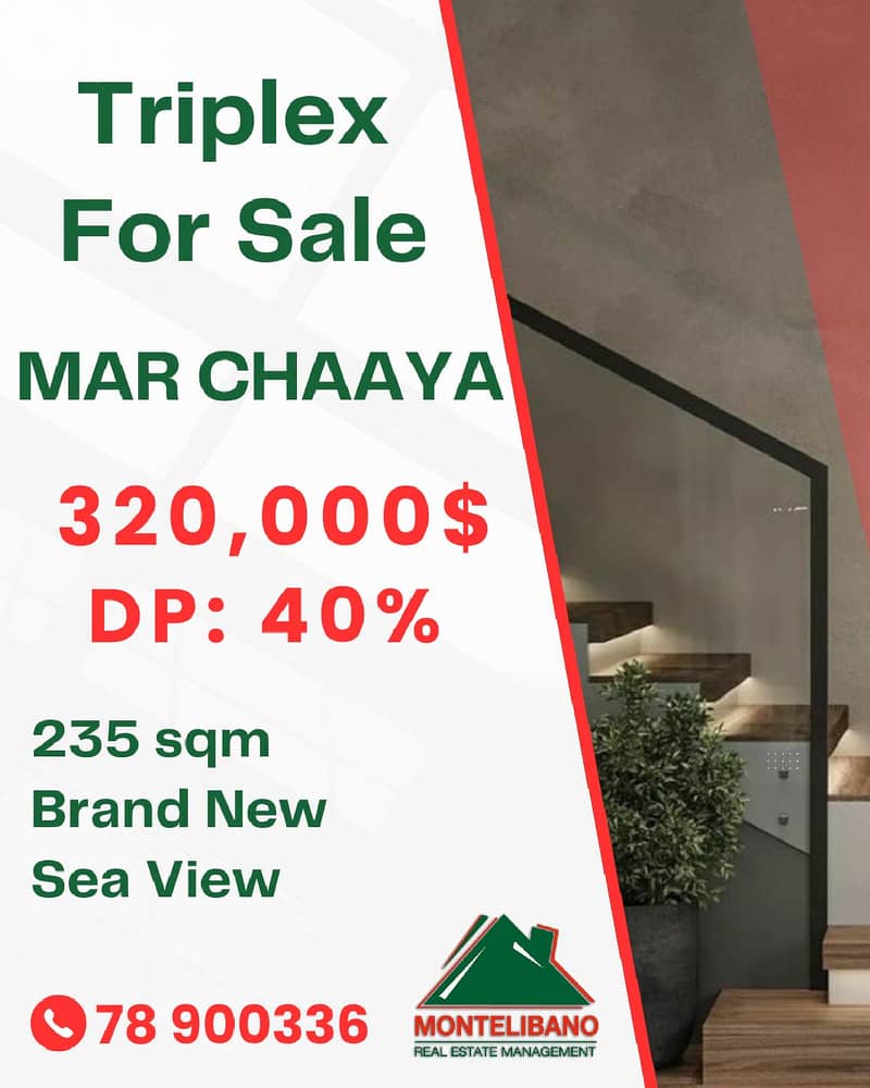 Brand New 235 sqm Triplex For Sale in Mar Chaaya + Installment Plan 0