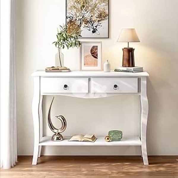 Modern Side Table with 2 Wooden Drawers 0