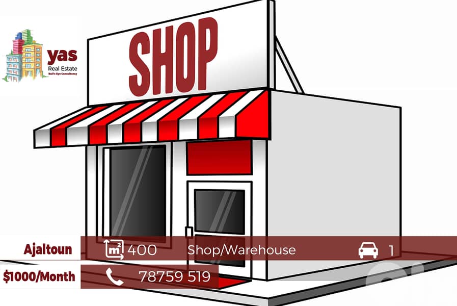 Ajaltoun 400m2 | Warehouse/Shop | Ground Floor | Prime location | BA 0