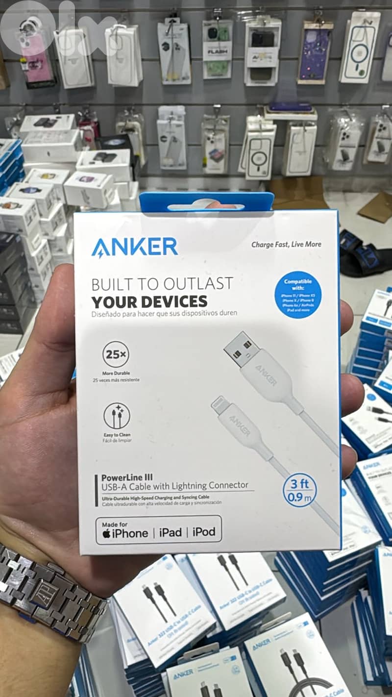 Anker powerline III usb-a to lighting cable 3ft white 0