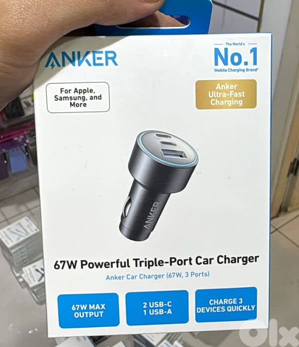 Anker 535 Car charger (67w) 3 ports 0