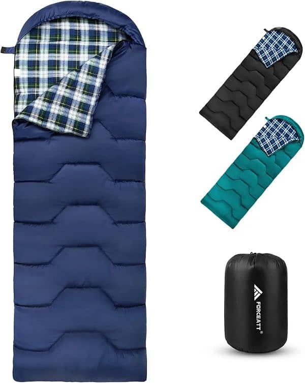 Forceatt Sleeping Bag 3~4 Seasons, -5°C Flannel and 20°C Polyester 0