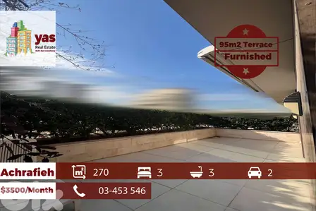 Achrafieh/Sassine 270m2 | 95m2 Terrace | Furnished | Sea View | OH