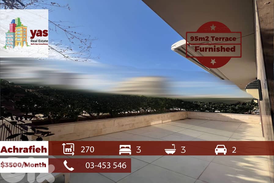 Achrafieh/Sassine 270m2 | 95m2 Terrace | Furnished | Sea View | OH 0