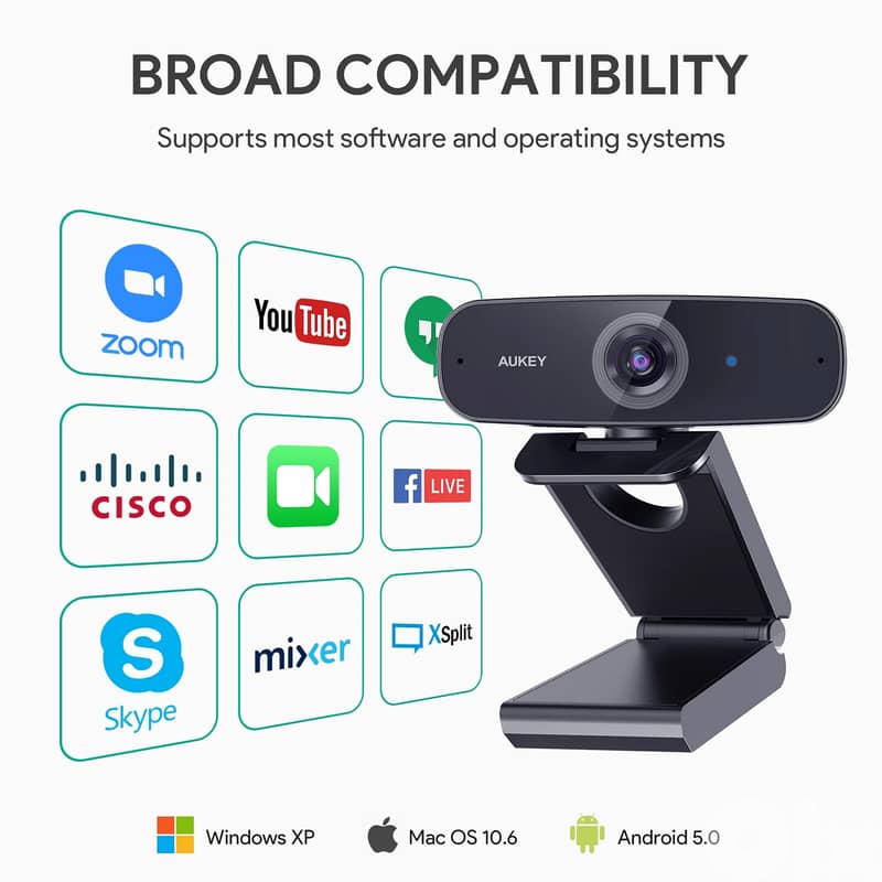 AUKEY 1080P Webcam with Microphone – Plug & Play 8