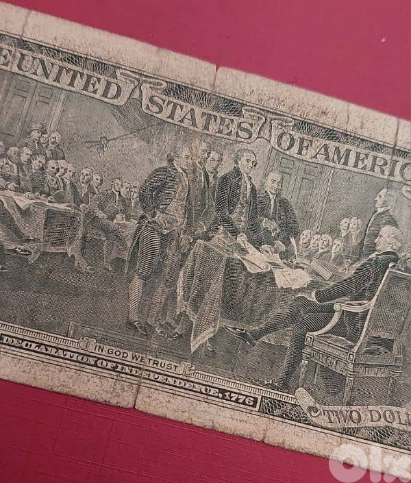 USA $2 Green seal 1976 poor condition  (has small tears at the edges) 2