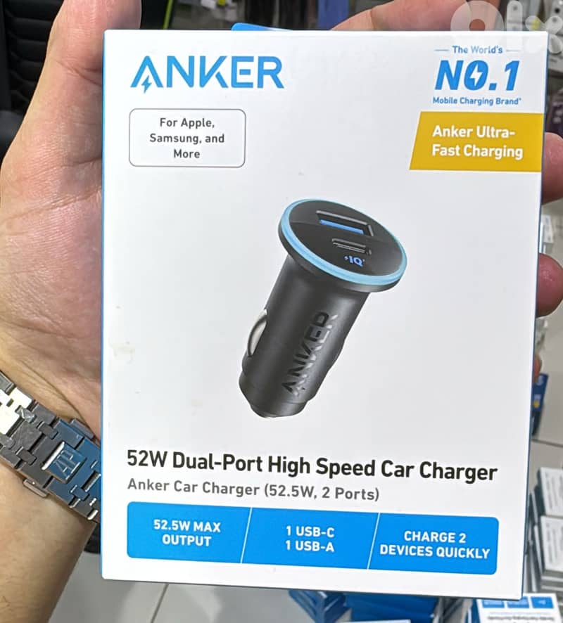 Anker car charger 52w 2 ports A2735H11 17$ 0