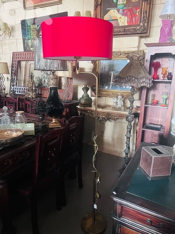 lighting Germany brass floor lamp shade red shade 0