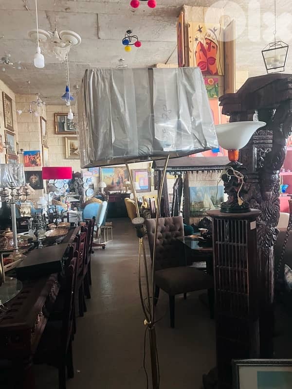 floor lamp brass base with black shade 0