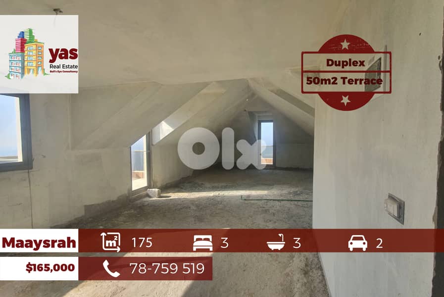 Maaysrah 175m2 | 50m2 Terrace | Duplex | Panoramic View | New | ABA 0