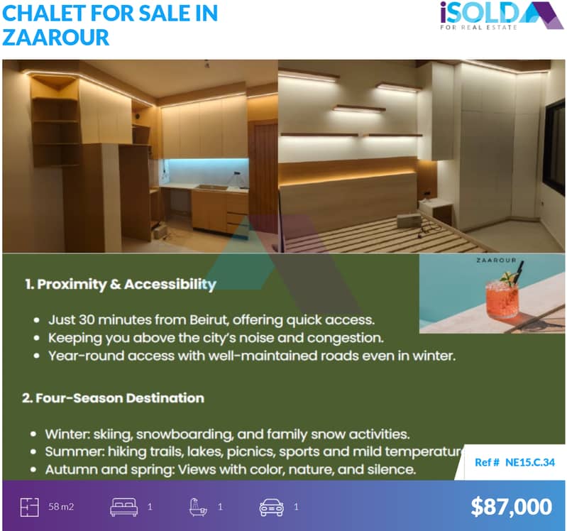 Chalets with Payment Facilities+pool/gym access+view 4sale in Zaarour 1