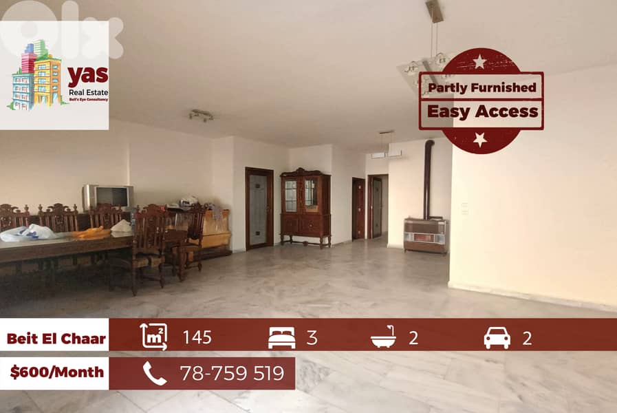 Beit El Chaar 145m2 | Semi Furnished | Partial View | Easy Access | AA 0