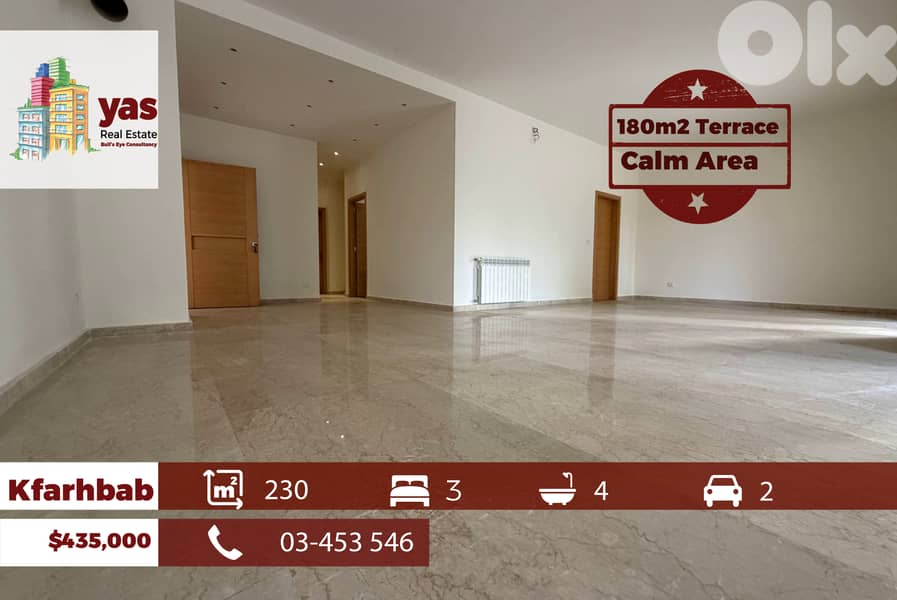 Kfarhbab 230m2 | 180m2 Terrace | Calm Area | Prime Location | EH 0