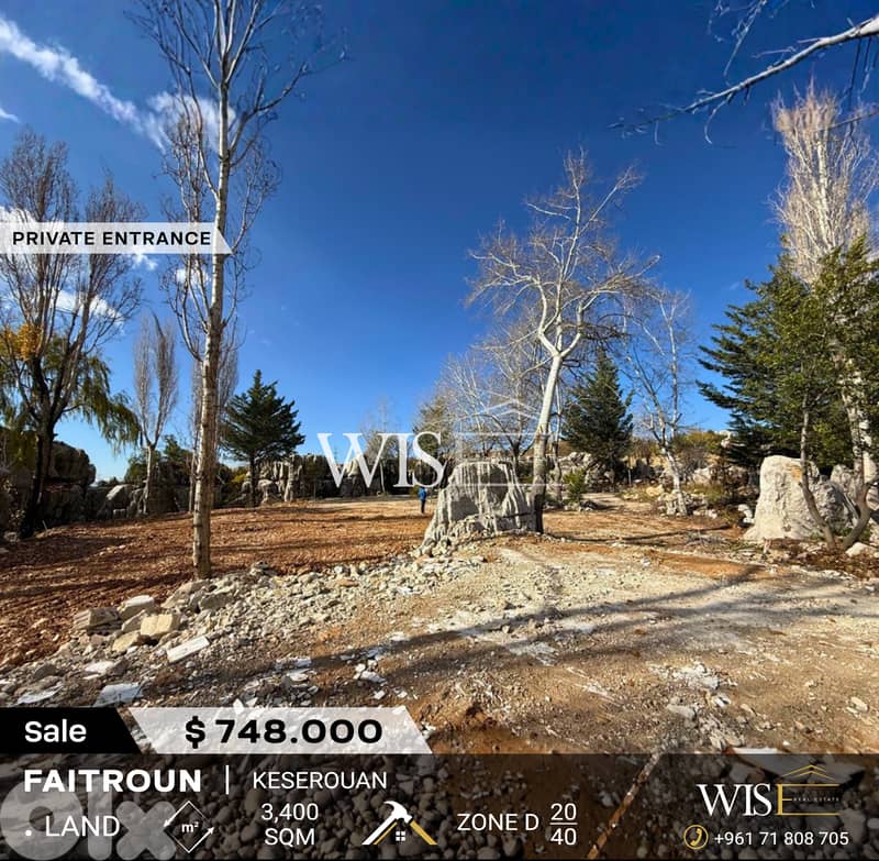 Prime 3,400 SQM Land For Sale in Faitroun! 0