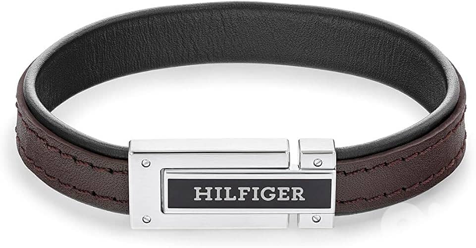 Tommy Hilfiger Ss24 Flat Mens Stainless Steel & Black & Brown Leather 0