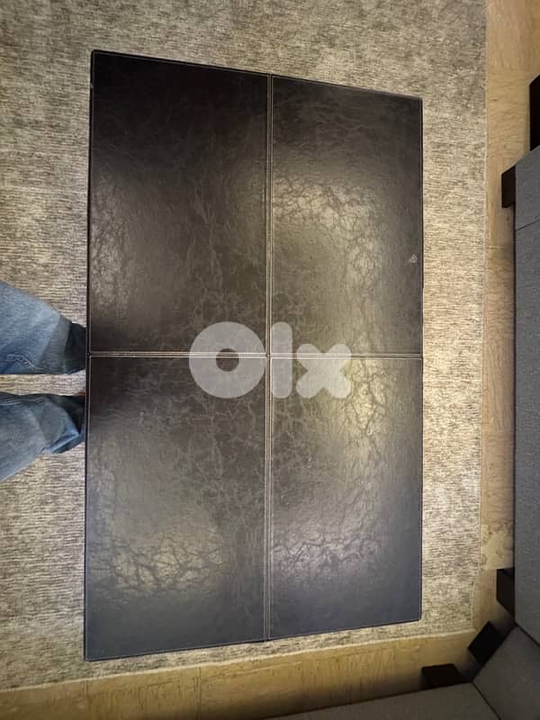 wood table with 4 boxes for storage and 4 boxes of jaroor 1