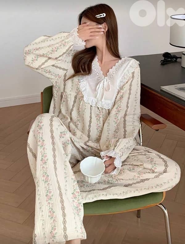 Cotton pyjama set classic French style 0