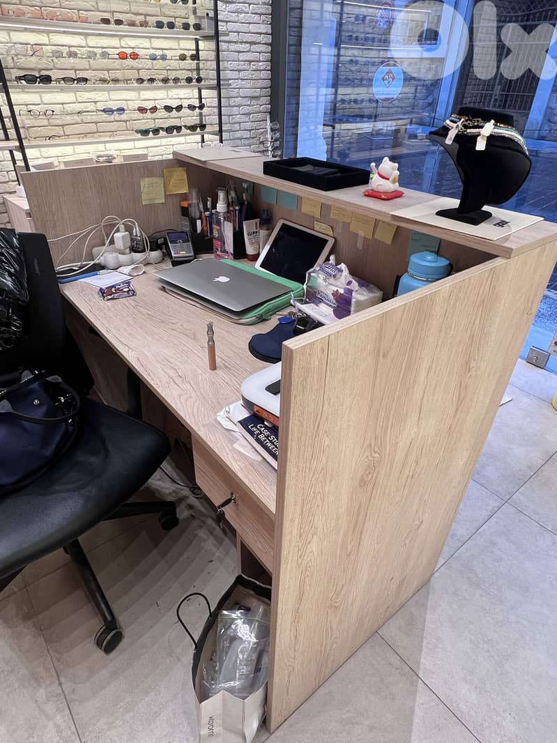 wood dispalys, cabinet , desk, shelves, tables  for shop 6